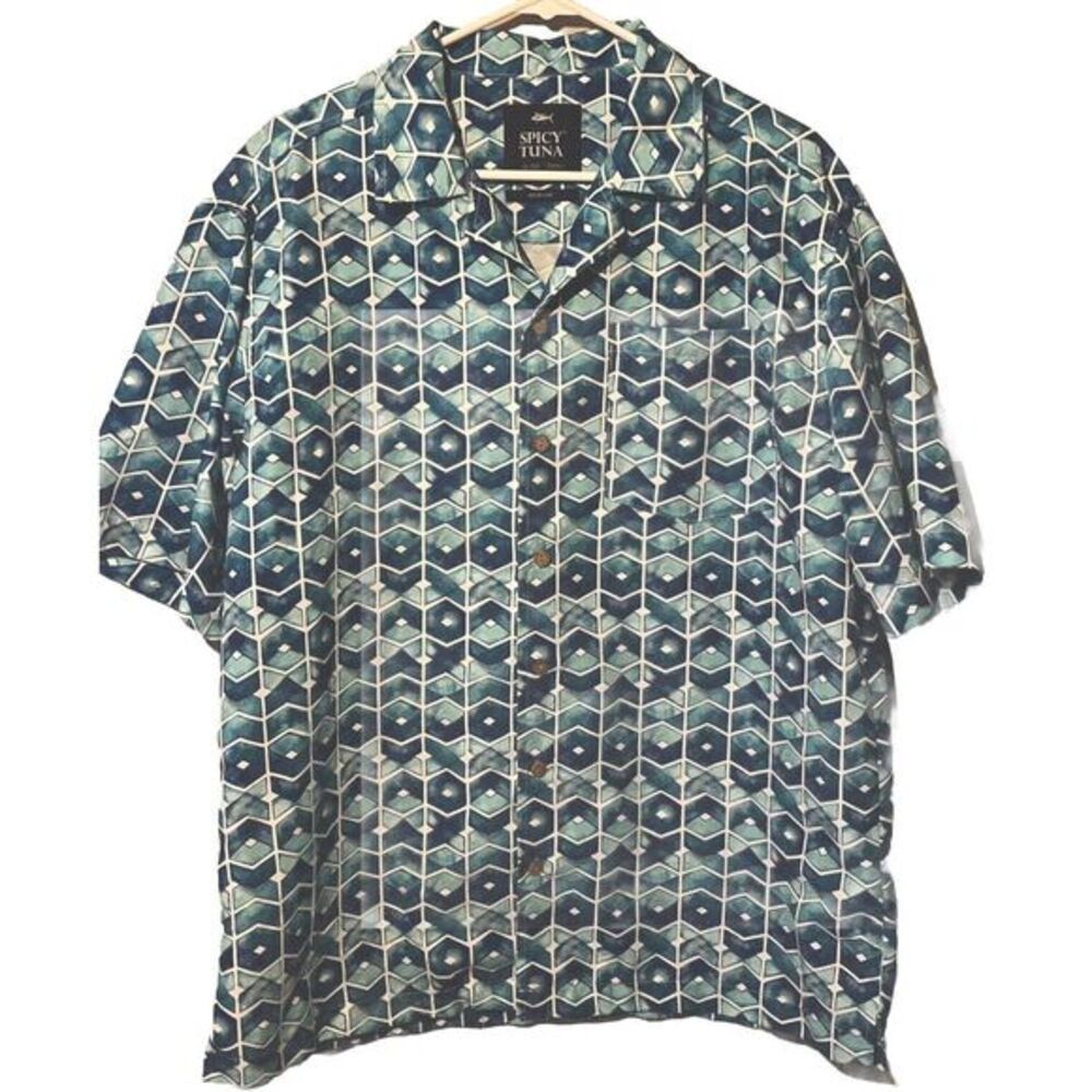 Spicy Tuna Men's Med Short Sleeve Button Up In‎ A Great Color And Design!! - Picture 2 of 4